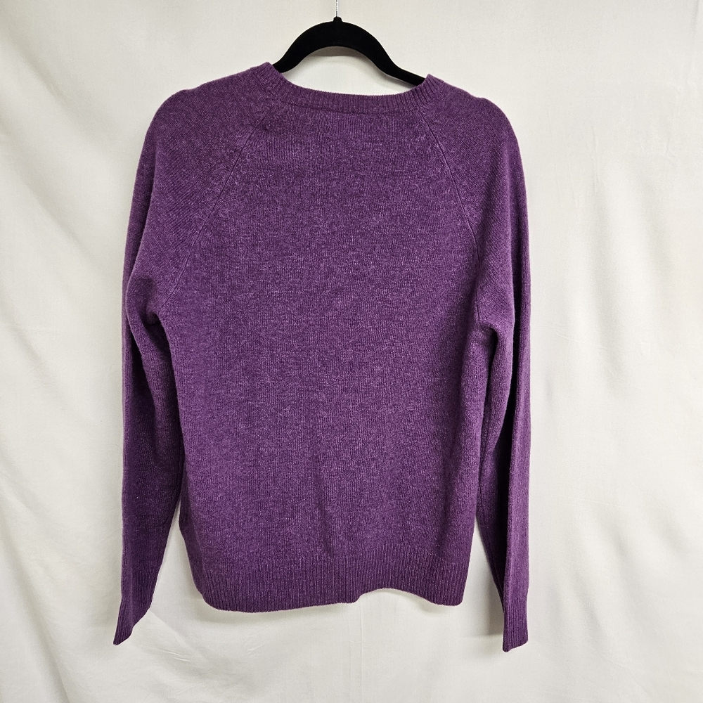 J.Crew NWT MEDIUM Lambs Wool Pullover Sweater Crewneck Purple Stretch NEW - Picture 2 of 8
